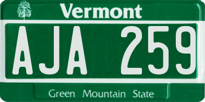 VT license plate AJA259