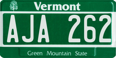 VT license plate AJA262