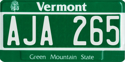 VT license plate AJA265