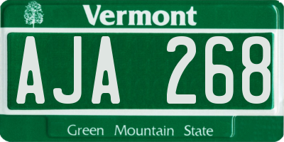 VT license plate AJA268