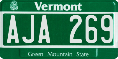 VT license plate AJA269