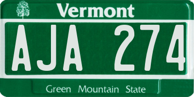 VT license plate AJA274