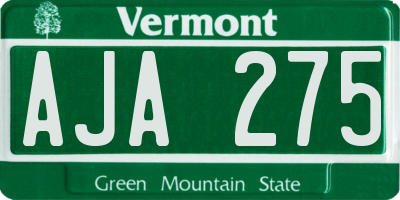 VT license plate AJA275