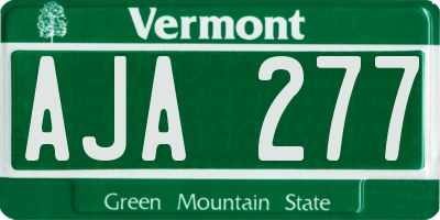 VT license plate AJA277