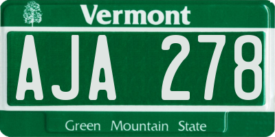 VT license plate AJA278