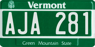 VT license plate AJA281