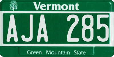 VT license plate AJA285