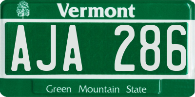 VT license plate AJA286