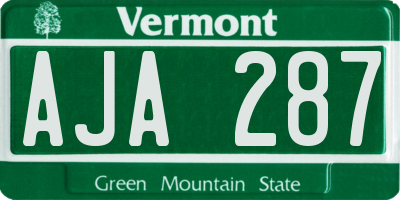 VT license plate AJA287