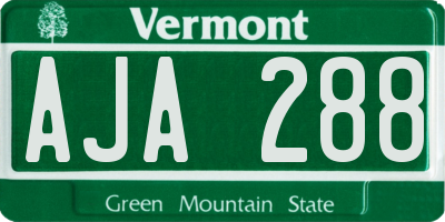VT license plate AJA288