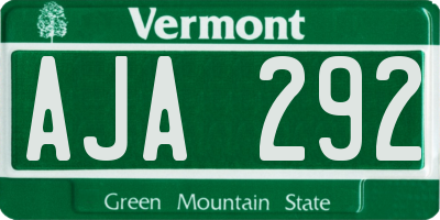 VT license plate AJA292