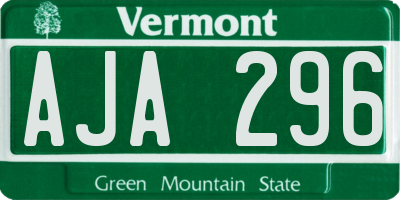 VT license plate AJA296
