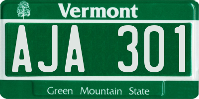 VT license plate AJA301