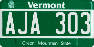 VT license plate AJA303