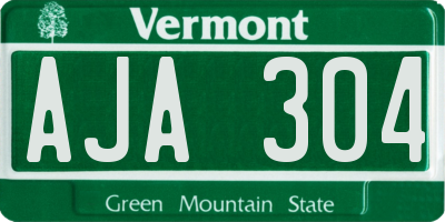 VT license plate AJA304
