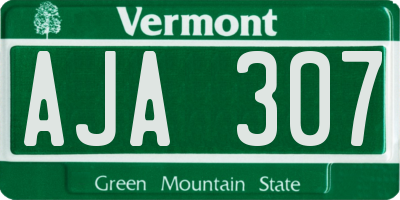 VT license plate AJA307
