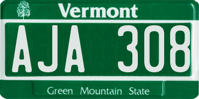 VT license plate AJA308