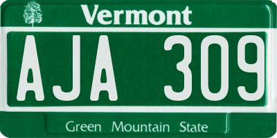 VT license plate AJA309