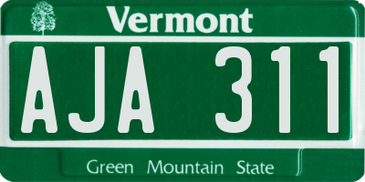 VT license plate AJA311