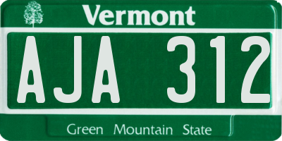 VT license plate AJA312