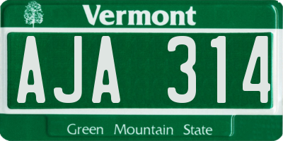 VT license plate AJA314