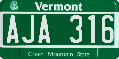 VT license plate AJA316