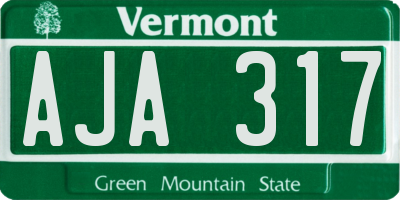 VT license plate AJA317