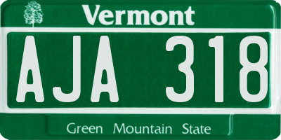 VT license plate AJA318