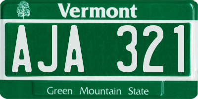 VT license plate AJA321