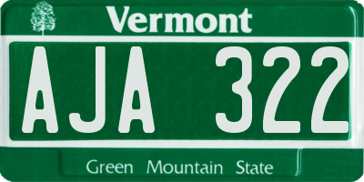 VT license plate AJA322