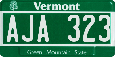 VT license plate AJA323