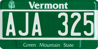 VT license plate AJA325