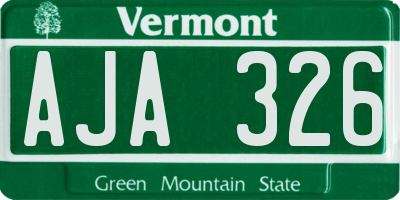 VT license plate AJA326