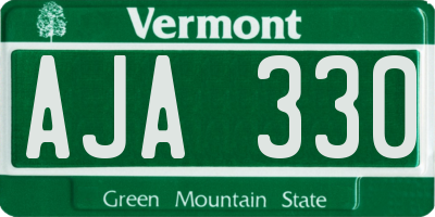 VT license plate AJA330