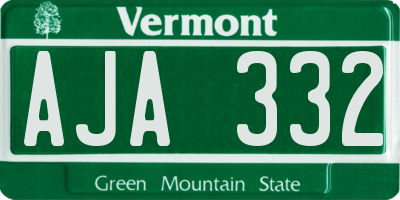VT license plate AJA332