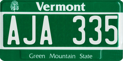 VT license plate AJA335