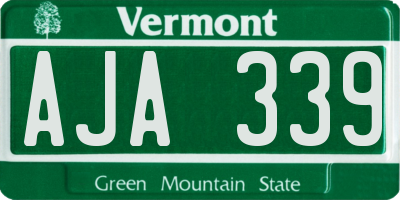 VT license plate AJA339