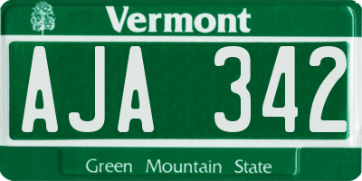 VT license plate AJA342