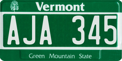 VT license plate AJA345