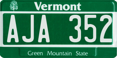 VT license plate AJA352