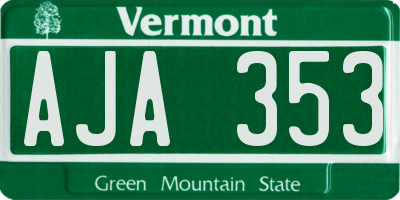 VT license plate AJA353