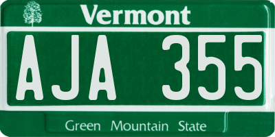 VT license plate AJA355