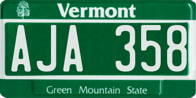 VT license plate AJA358