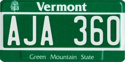 VT license plate AJA360