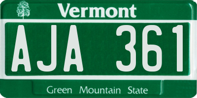 VT license plate AJA361