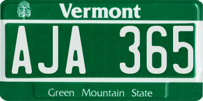 VT license plate AJA365