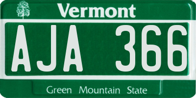 VT license plate AJA366