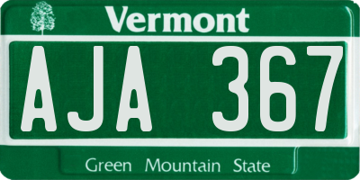 VT license plate AJA367