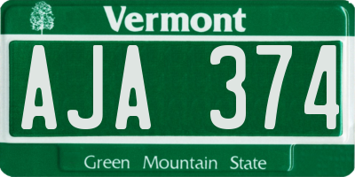 VT license plate AJA374