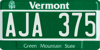 VT license plate AJA375